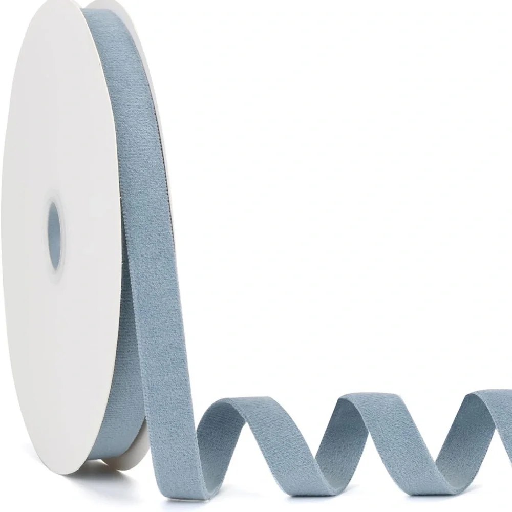 Dusty Blue Velvet Ribbon (5/8”) 20YD for Party Decorations